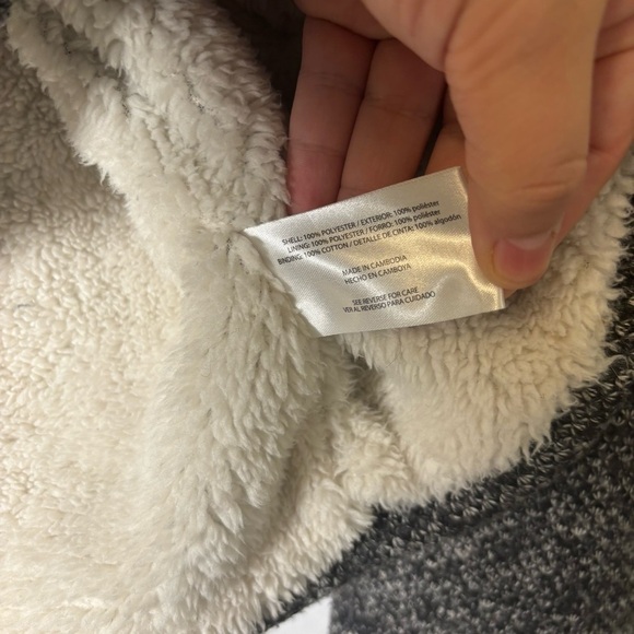 ORVIS Brighton 1/4 Zip Faux Sherpa Lined Marled Gray Black Sweater Jacket Large - Picture 8 of 8